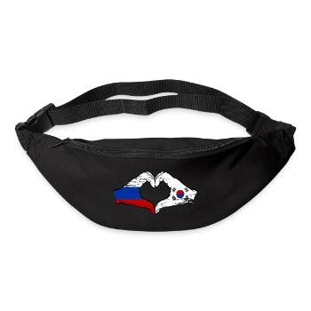Russie Corée du Sud drapeau mains forme coeur utilisé - Sac banane - noir - Devant