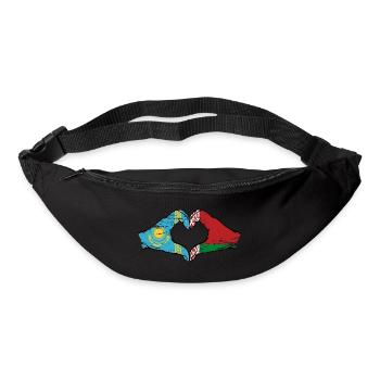 Kazakhstan Biélorussie drapeau mains forme de coeur utilisé - Sac banane - noir - Devant