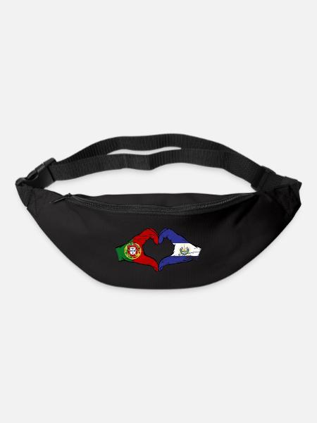 Portugal El Salvador Flagge Hände Herzform used - Gürteltasche - Schwarz