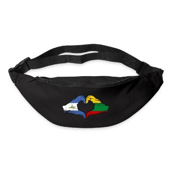 Nicaragua Lituanie drapeau mains forme de coeur utilisé - Sac banane - noir - Devant