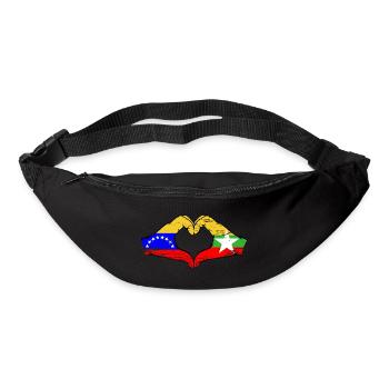 Venezuela Myanmar drapeau mains forme de coeur utilisé - Sac banane - noir - Devant