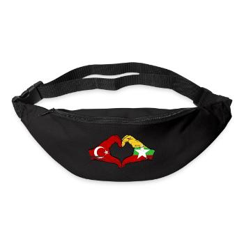 Turkey Myanmar flag hands heart shape used - Bum bag - black - Front