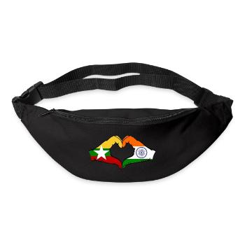 Myanmar Inde Drapeau Mains Coeur Forme - Sac banane - noir - Devant