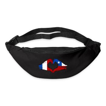 Frankreich Chile Flagge Hände Herzform used - Gürteltasche - Schwarz - Vorne