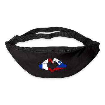 France Slovénie drapeau mains forme de coeur utilisé - Sac banane - noir - Devant
