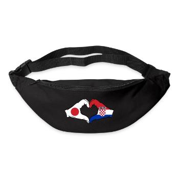 Japon Croatie Drapeau Mains Coeur Forme - Sac banane - noir - Devant