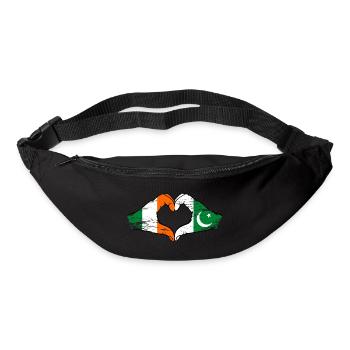 Irlande Pakistan drapeau mains forme coeur utilisé - Sac banane - noir - Devant