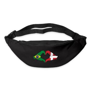 Brésil Danemark drapeau mains forme de coeur utilisé - Sac banane - noir - Devant