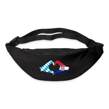 Bavière, Croatie, Drapeau, Mains, Coeur - Sac banane - noir - Devant