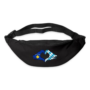 Kosovo Bavaria Flag Hands Heart Shape Used - Bum bag - black - Front