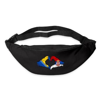 Bosnie Serbie drapeau mains forme de coeur utilisé - Sac banane - noir - Devant