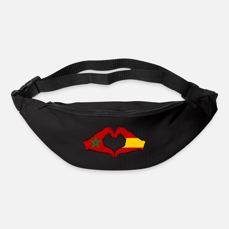 Marokko Spanien Flagge Hände Herzform - Gürteltasche - Schwarz