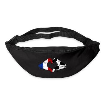 France Drapeau Football Mains Coeur Forme Utilisé - Sac banane - noir - Devant