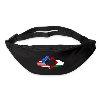 USA Palaestina Flagge Haende Herzform - Gürteltasche - Schwarz - Vorne