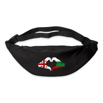 Géorgie Bulgarie Drapeau Mains Coeur Forme Utilisé - Sac banane - noir - Devant
