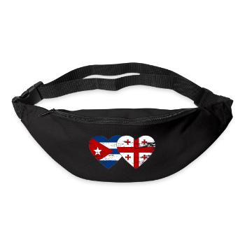 Cuba Georgia flag heart used - Bum bag - black - Front