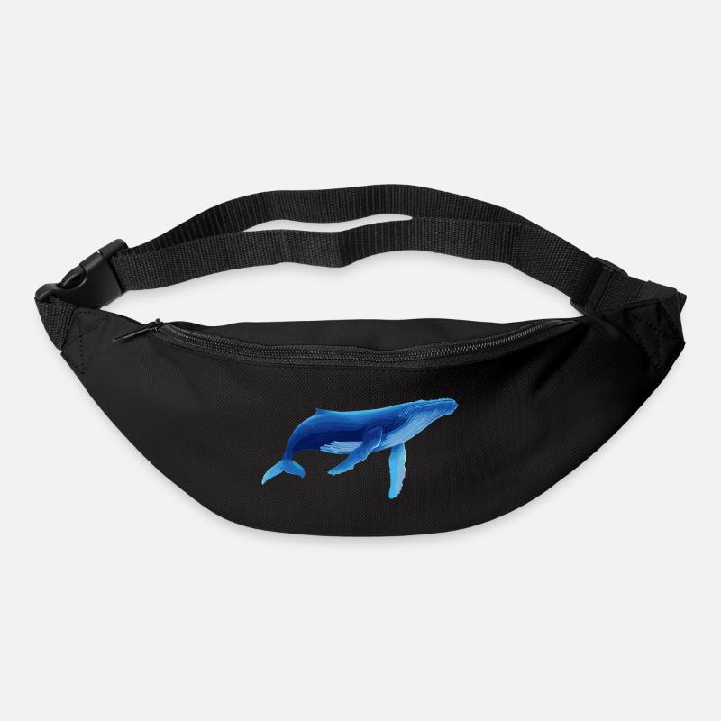 Whale in blue with sea patterns - Bum bag - black