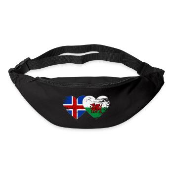 Iceland Wales flag heart used - Bum bag - black - Front