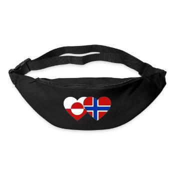 Drapeau du Groenland, Norvège, mains, forme de cœur - Sac banane - noir - Devant