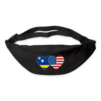 Cœur du drapeau des États-Unis de Curaçao utilisé - Sac banane - noir - Devant