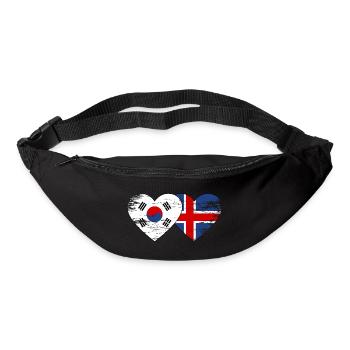 Corée du Sud, mains du drapeau islandais, forme de cœur utilisée - Sac banane - noir - Devant
