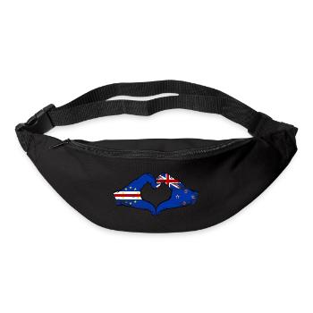 Mains du drapeau du Cap-Vert Nouvelle-Zélande en forme de cœur utilisées - Sac banane - noir - Devant