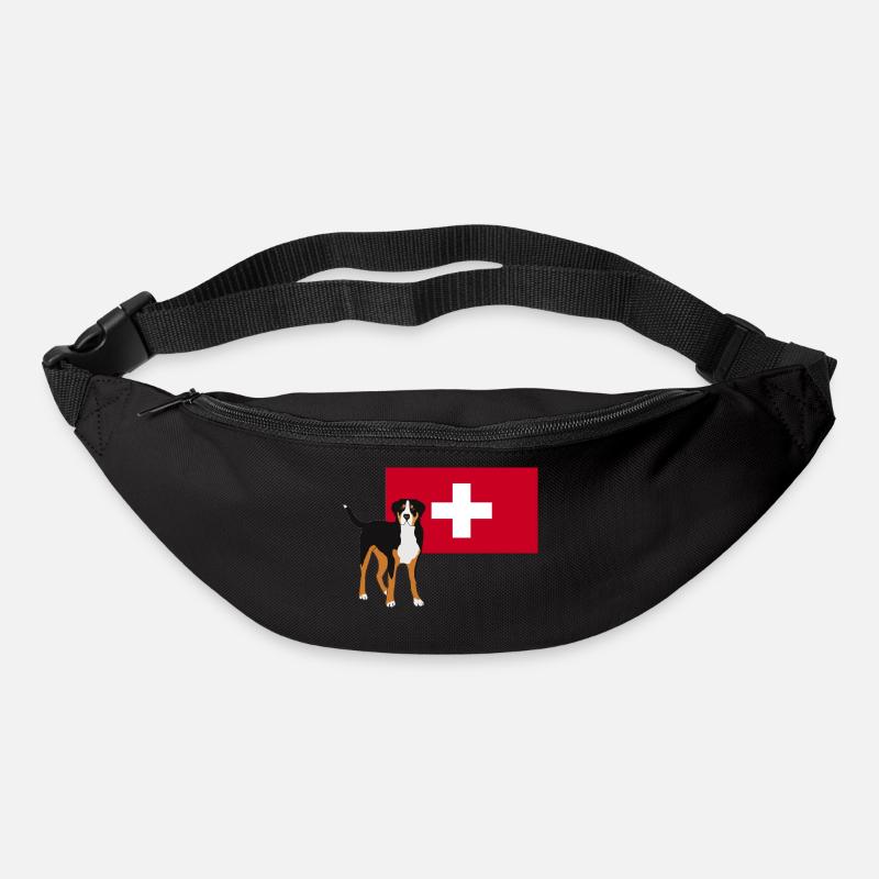 Großer Schweizer Sennenhund mit Fahne - Gürteltasche - Schwarz