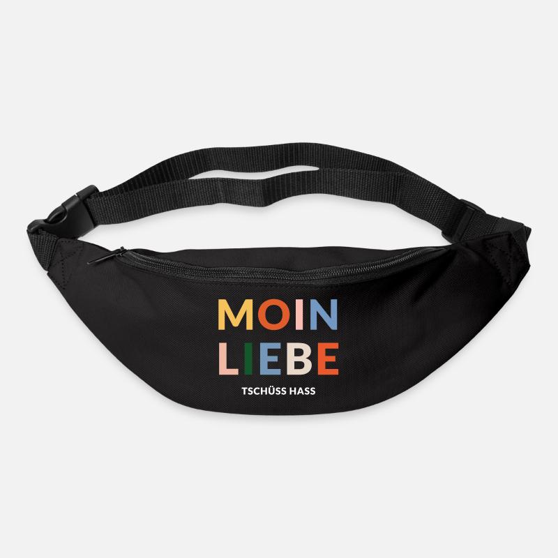 Moin Liebe, Tschüss Hass, in bunt - Gürteltasche - Schwarz