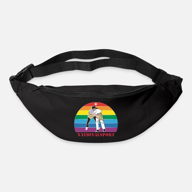 Schweizer Schwinger Schwingen im Vintage  Design - Gürteltasche - Schwarz