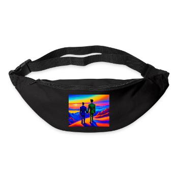 Liebespaar auf farbenfrohem Berg - Gürteltasche - Schwarz - Vorne