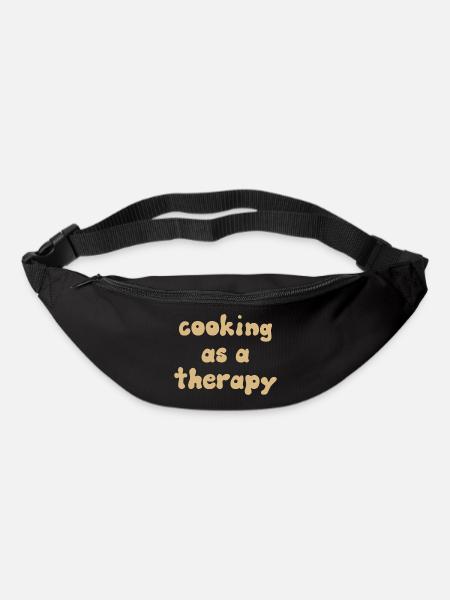 cooking as a therapy cooking shirt - Bum bag - black