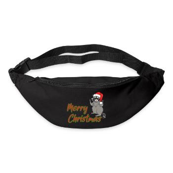 Joyeux Noël Raton laveur - Sac banane - noir - Devant