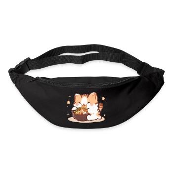 Katze isst Spaghetti Meme - Gürteltasche - Schwarz - Vorne