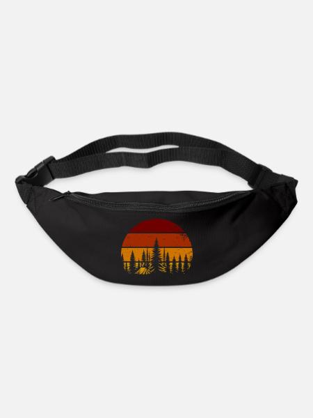 Retro Sonnenuntergang im Wald – Camping Vibes - Gürteltasche - Schwarz