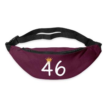 Couronne royale en or noire avec le numéro 44 - Sac banane - bordeaux  - Devant