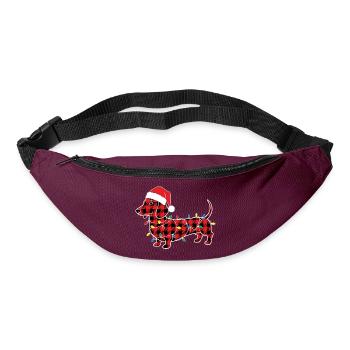 Dog Dachshund Christmas Plaid Red Plaid - Bum bag - burgundy - Front