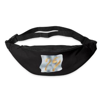Golden question marks on blue - Bum bag - black - Front