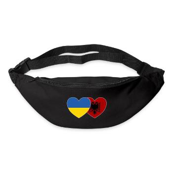 Ukraine Albanien Herz Flagge - Gürteltasche - Schwarz - Vorne
