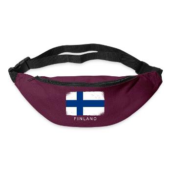 Finnland Flagge Suomi Finnische Fahne Used Look - Gürteltasche - Burgunderrot - Vorne