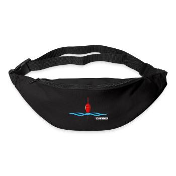 Schwimmer schwimmt im Wasser "Schwimmtrainer Boje" - Gürteltasche - Schwarz - Vorne
