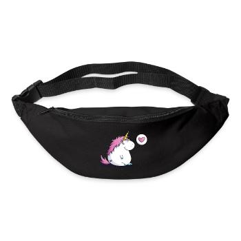Licorne épais avec coeur - Sac banane - noir - Devant