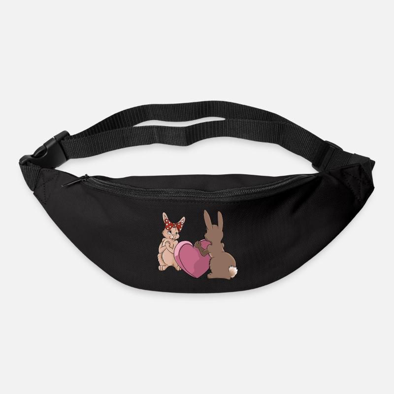 Hase verschenkt Herz - Gürteltasche - Schwarz