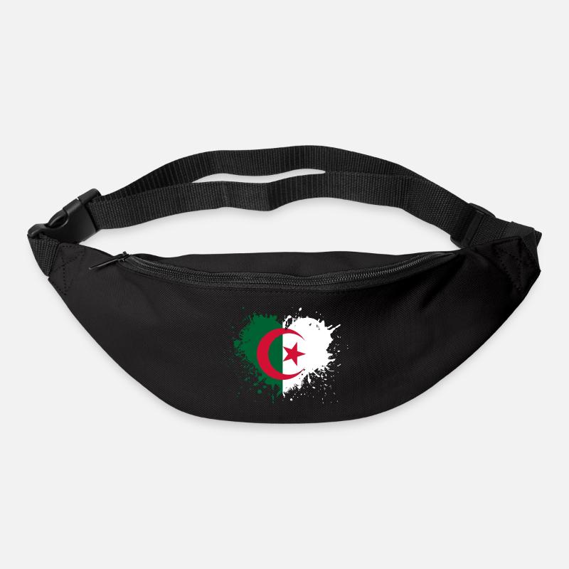 Coeur drapeau algerie - Sac banane - noir