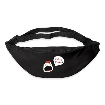 Merry Christmas cat with Christmas hat - Bum bag - black - Front