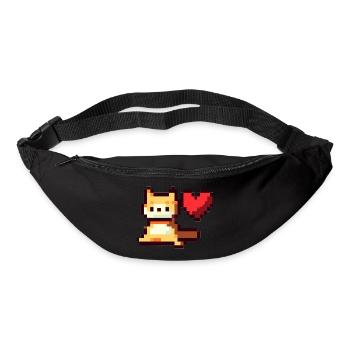 Pixelart, Chat avec cœur - Sac banane - noir - Devant