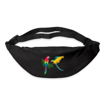Macaw's parrot playing love and friendship on the branch - Bum bag - black - Front