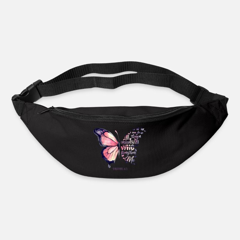 "Alles kann ich durch Christus..." Schmetterling - Gürteltasche - Schwarz