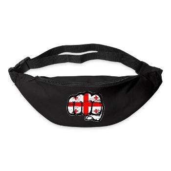 Poing du drapeau de la Géorgie utilisé - Sac banane - noir - Devant