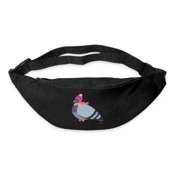 Pigeon girl with pink winter outfit - Bum bag - black - Front