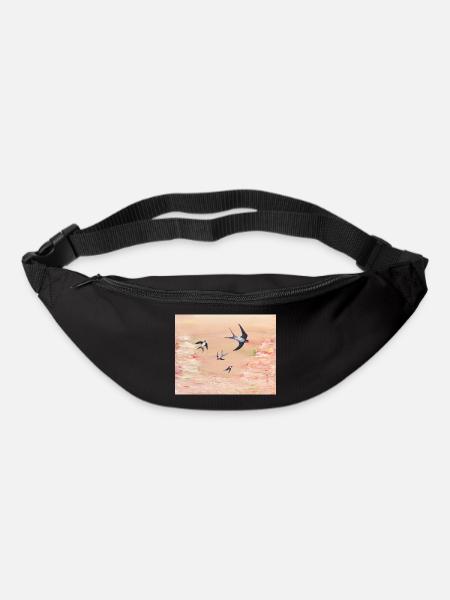 Abstrakt Apricot und Schwalben - Gürteltasche - Schwarz